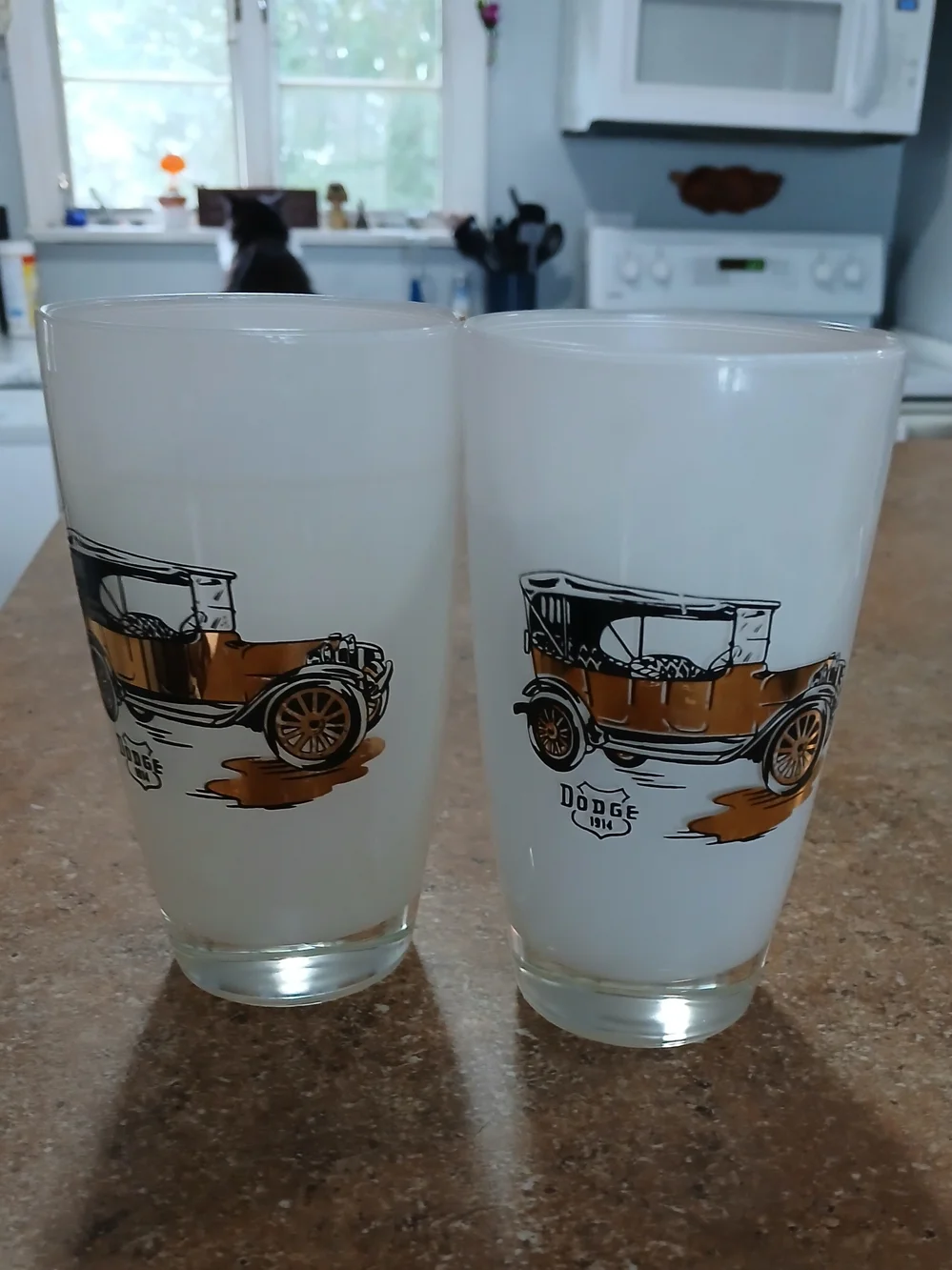 1914 Vintage Car Glassware - Set of 2